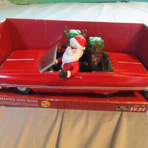 Vintage Gemmy Animated Low Rider Santa and Reindeer Christmas Decoration